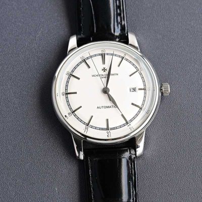 Vacheron Constantin Patrimony 9015 Movement 28800/H 41mm Italian Cowhide Leather Strap Silver Case Watch